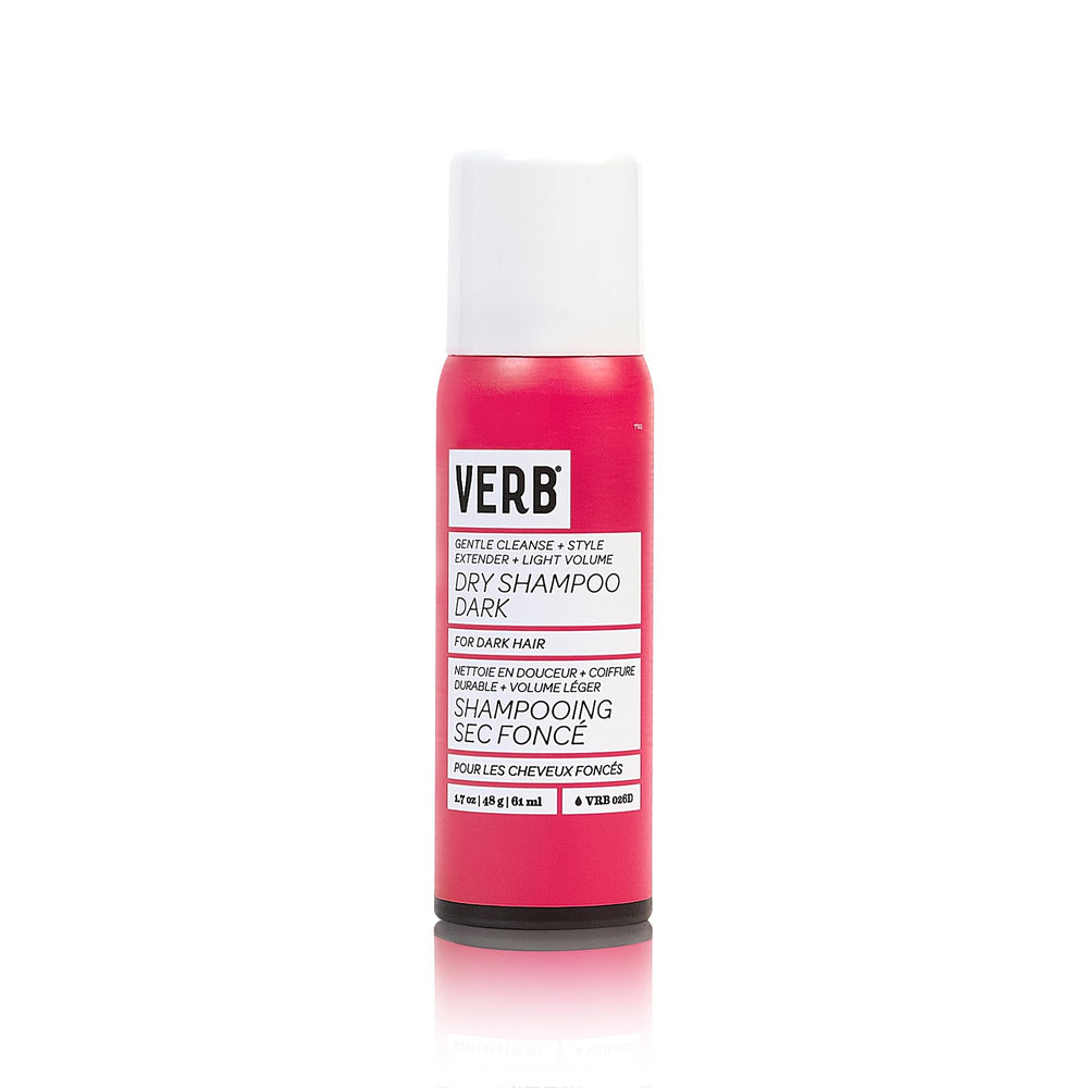VERB champu seco oscuro, botella lista para pulverizar en cabello oscuro.