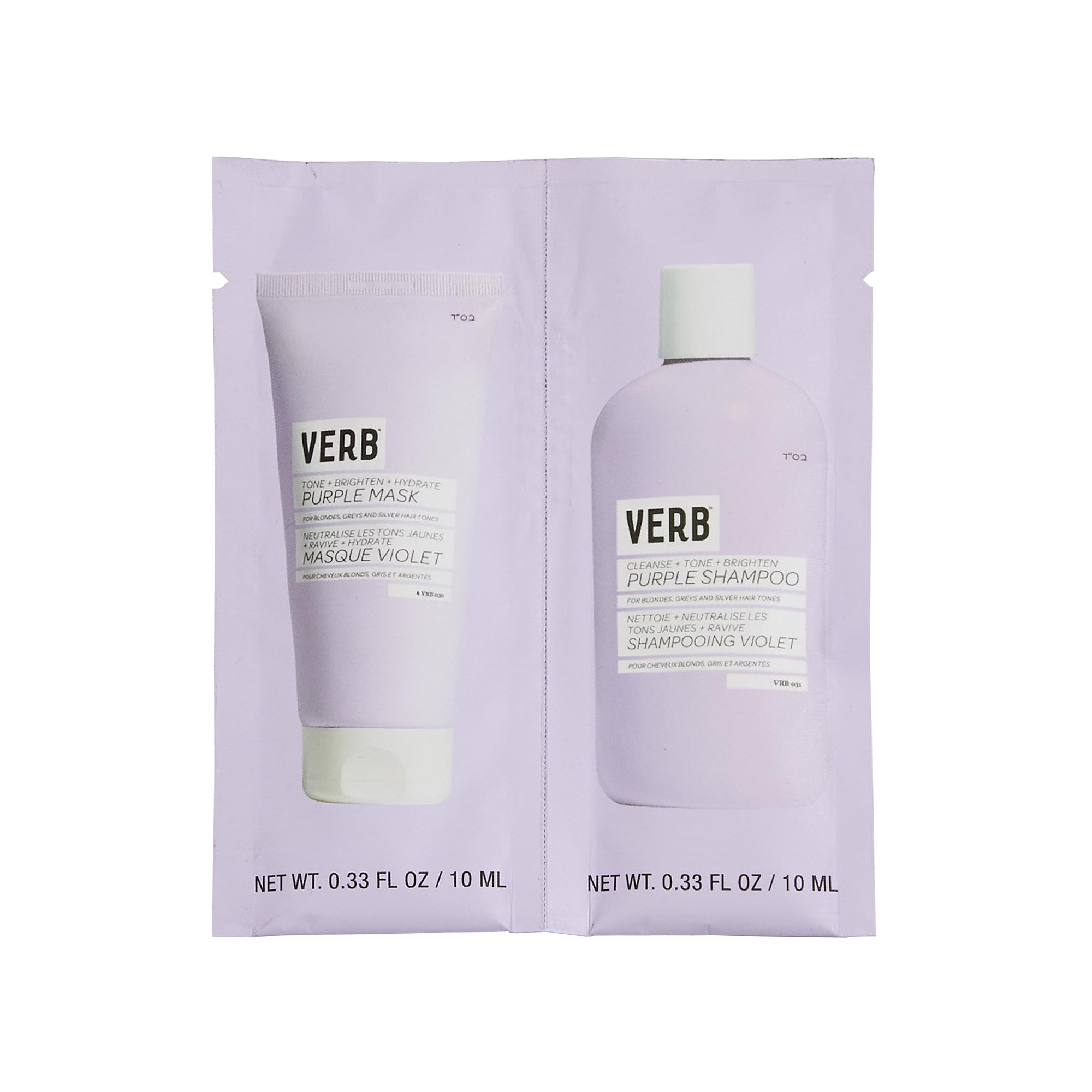 VERB champú violeta, frente, realza rubios fríos y brillo.