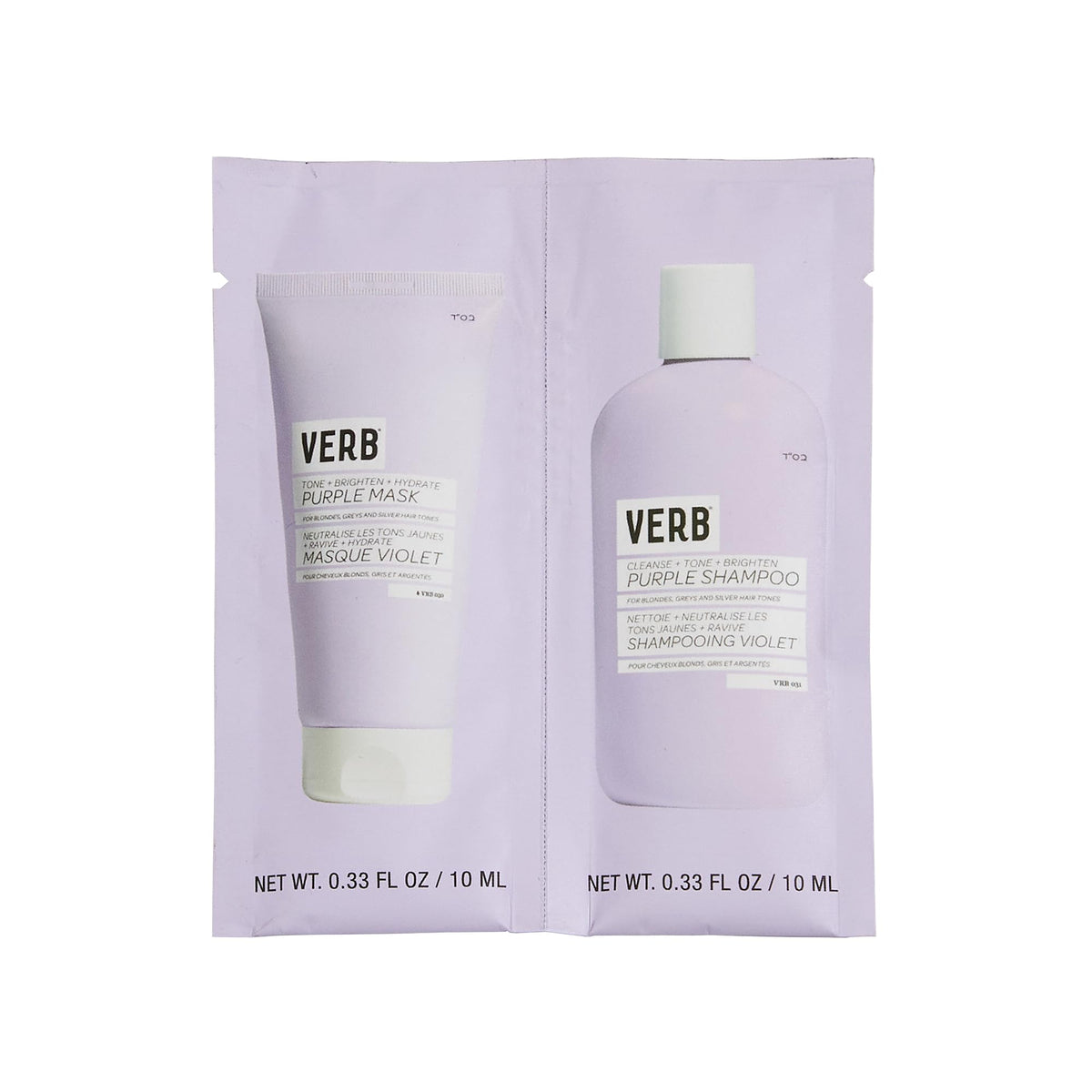 VERB champú violeta, frente, realza rubios fríos y brillo.