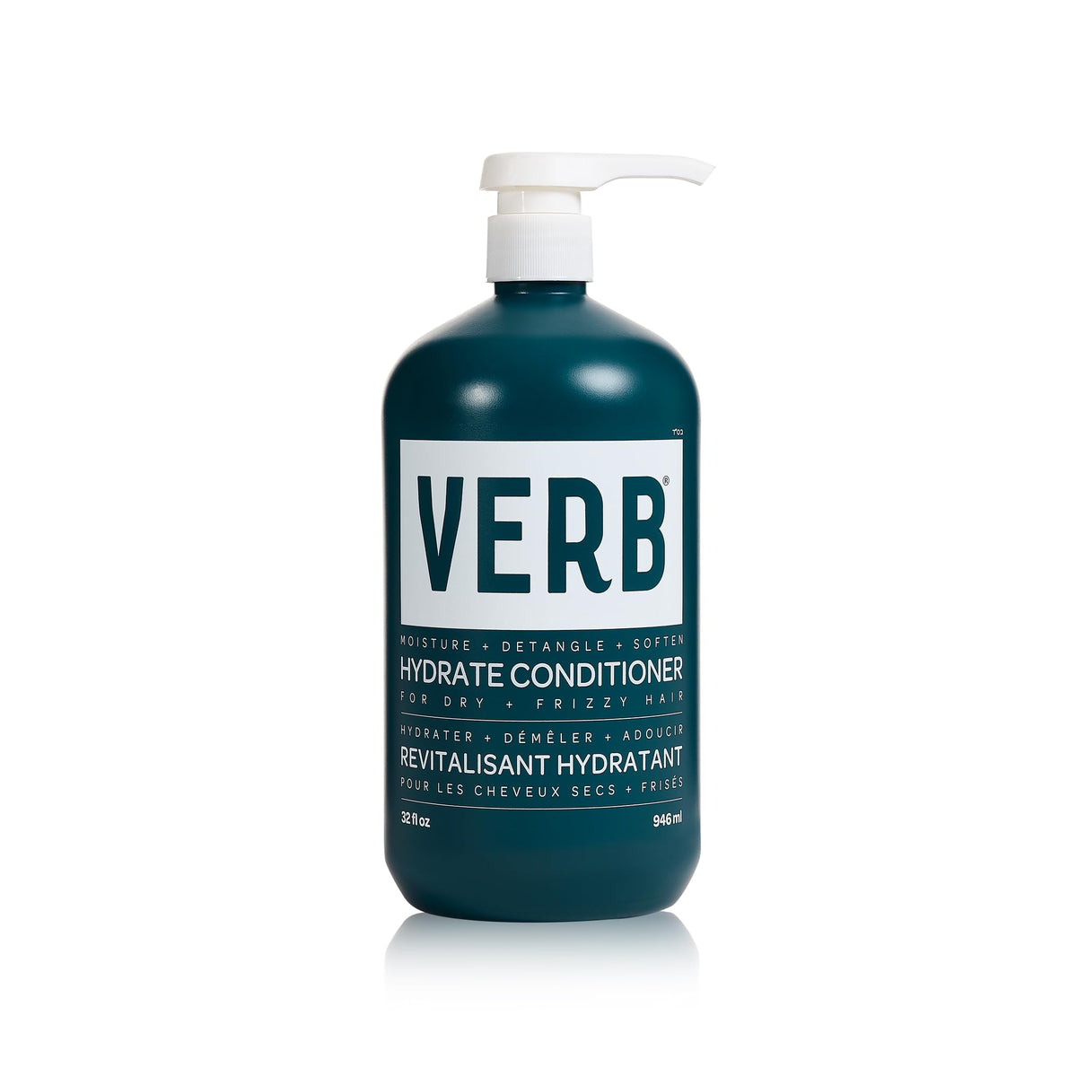 Acondicionador VERB Hydrate en botella de 32 oz para cabello suave y sin enredos.