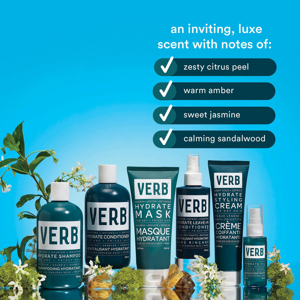 Acondicionador VERB Hydrate controla el frizz en días húmedos.
