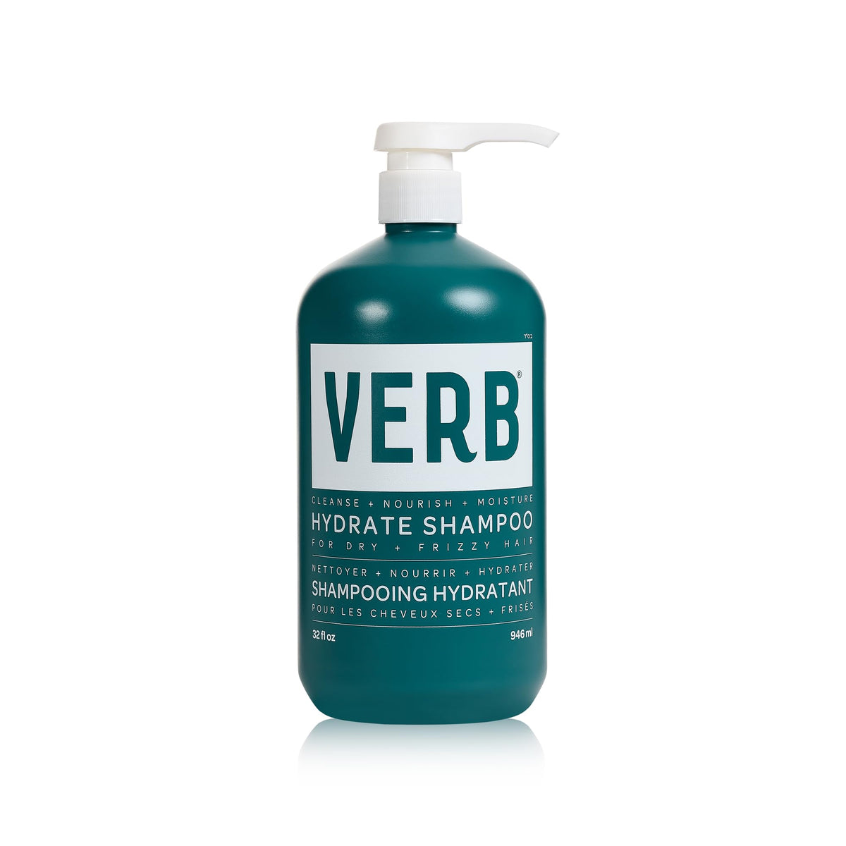 VERB Hydrate Shampoo en botella frontal destacando hidratación suave para cabello seco