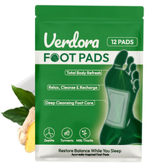 Parches VERDORA para pies con vinagre de bambú y jengibre, limpieza profunda nocturna.