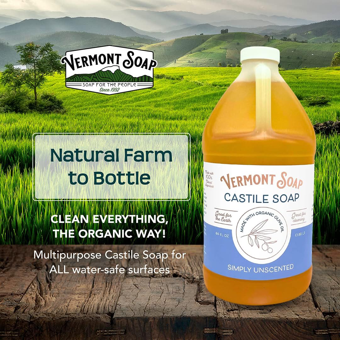 Vermont Castile Soap, ingredientes-naturales: certificado orgánico y vegano para uso cotidiano.