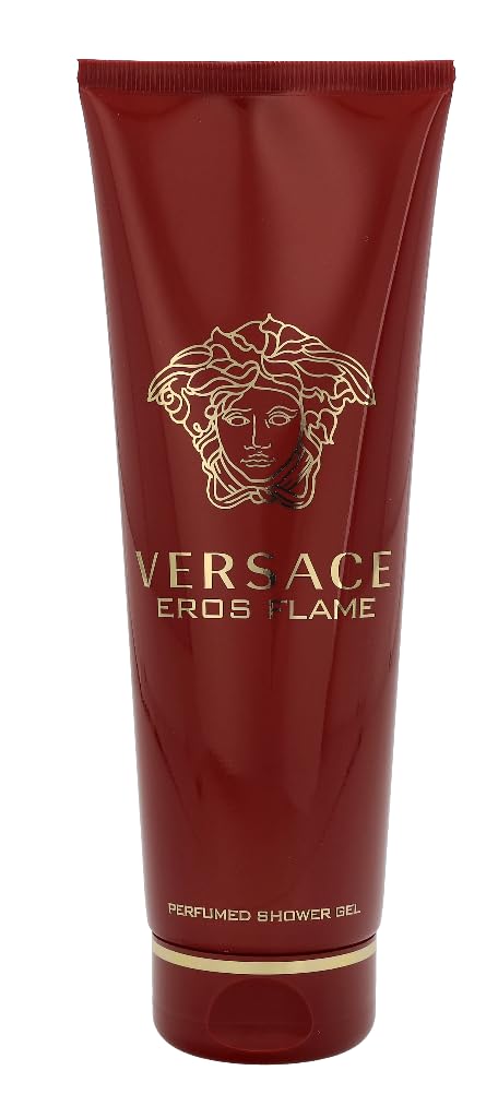 Versace Eros Flame frasco de gel de ducha de 250 ml perfumado y portátil.