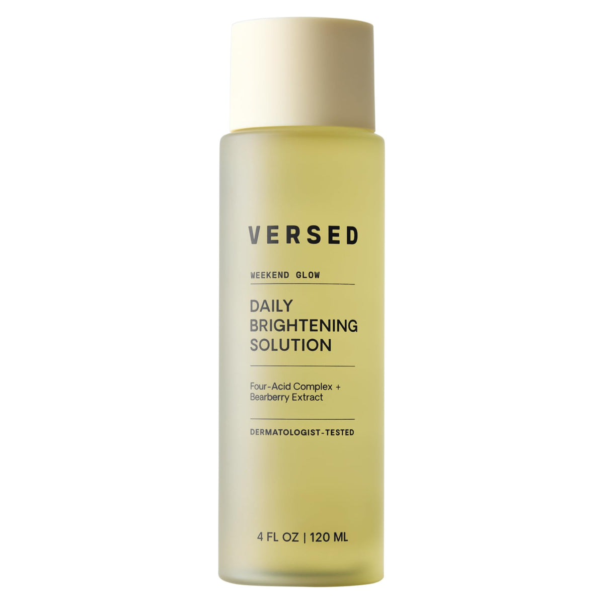Versed Brillo de Fin de Semana: botella del tónico exfoliante suave.
