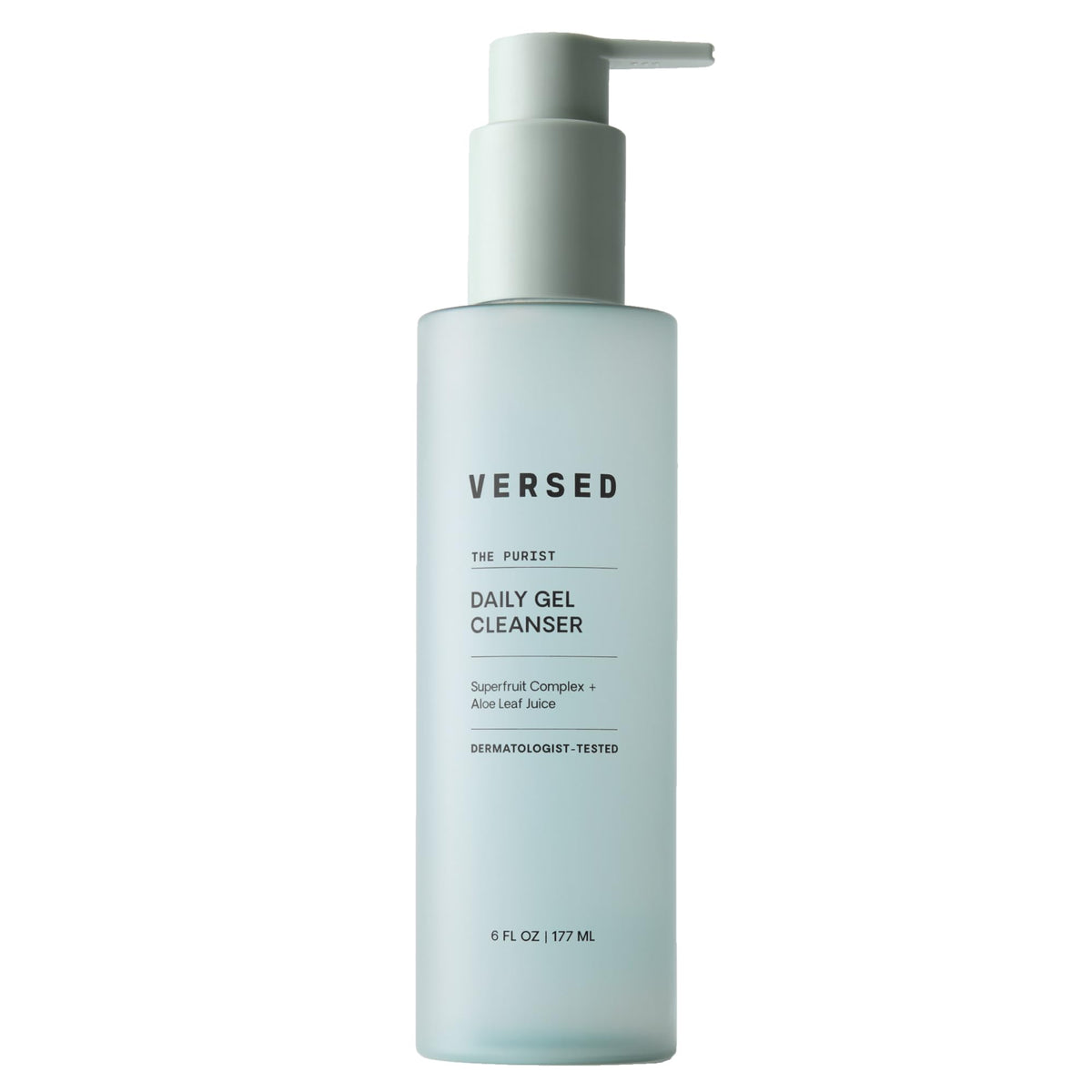 Versed Purist: botella vista frontal para limpieza suave en piel sensible