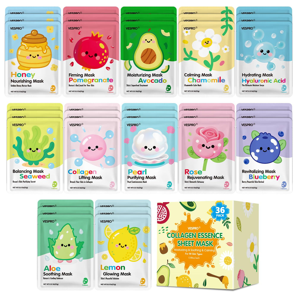 VESPRO 36-pack mascarillas faciales para hidratación diaria