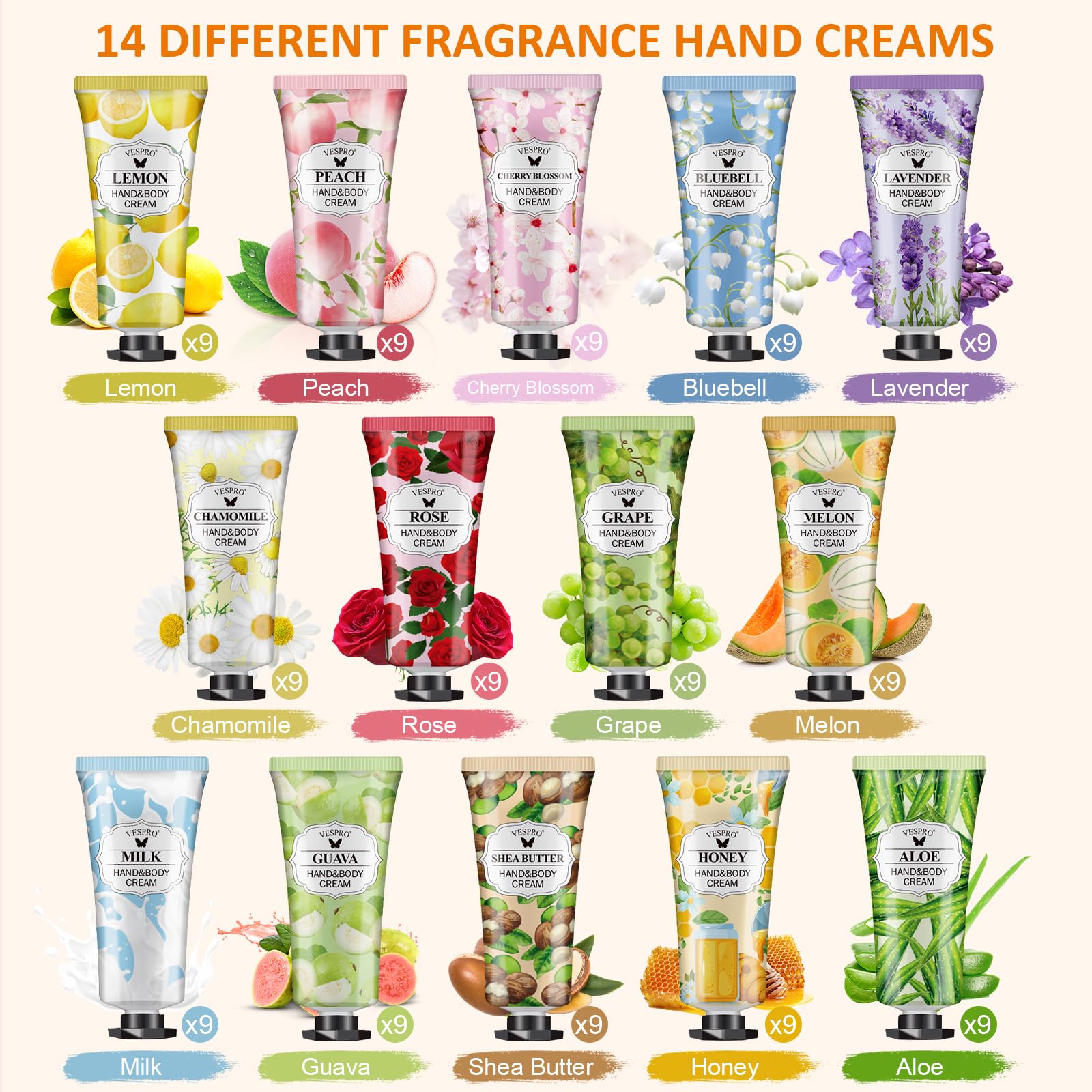 VESPRO set de cremas de mano: variedad de aromas para cada día.