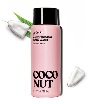 Victoria's Secret Pink gel de ducha confortante con coco, aroma suave para empezar el día.