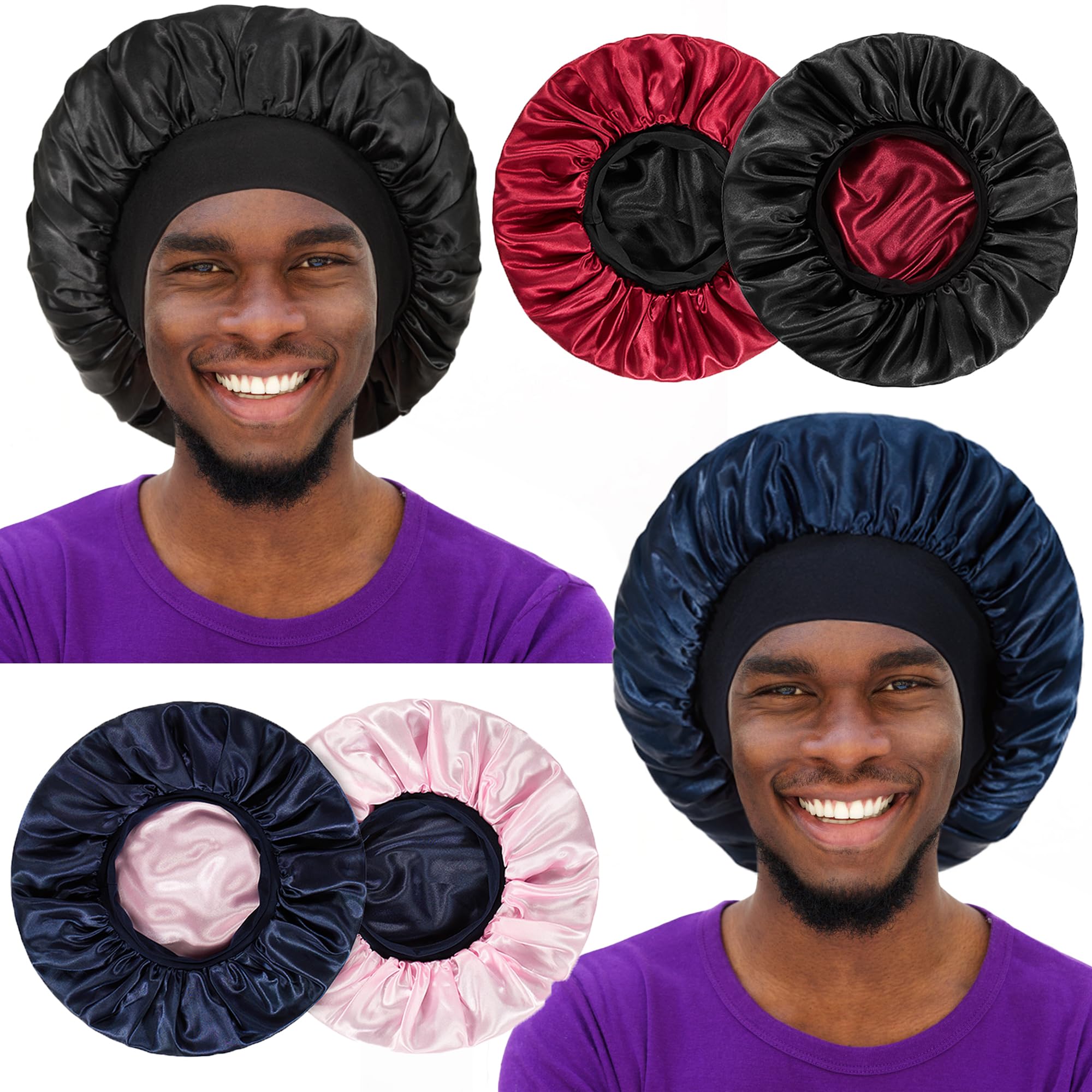 Gorro de satén Vidsel con doble capa para dormir protege el cabello y reduce la fricción.
