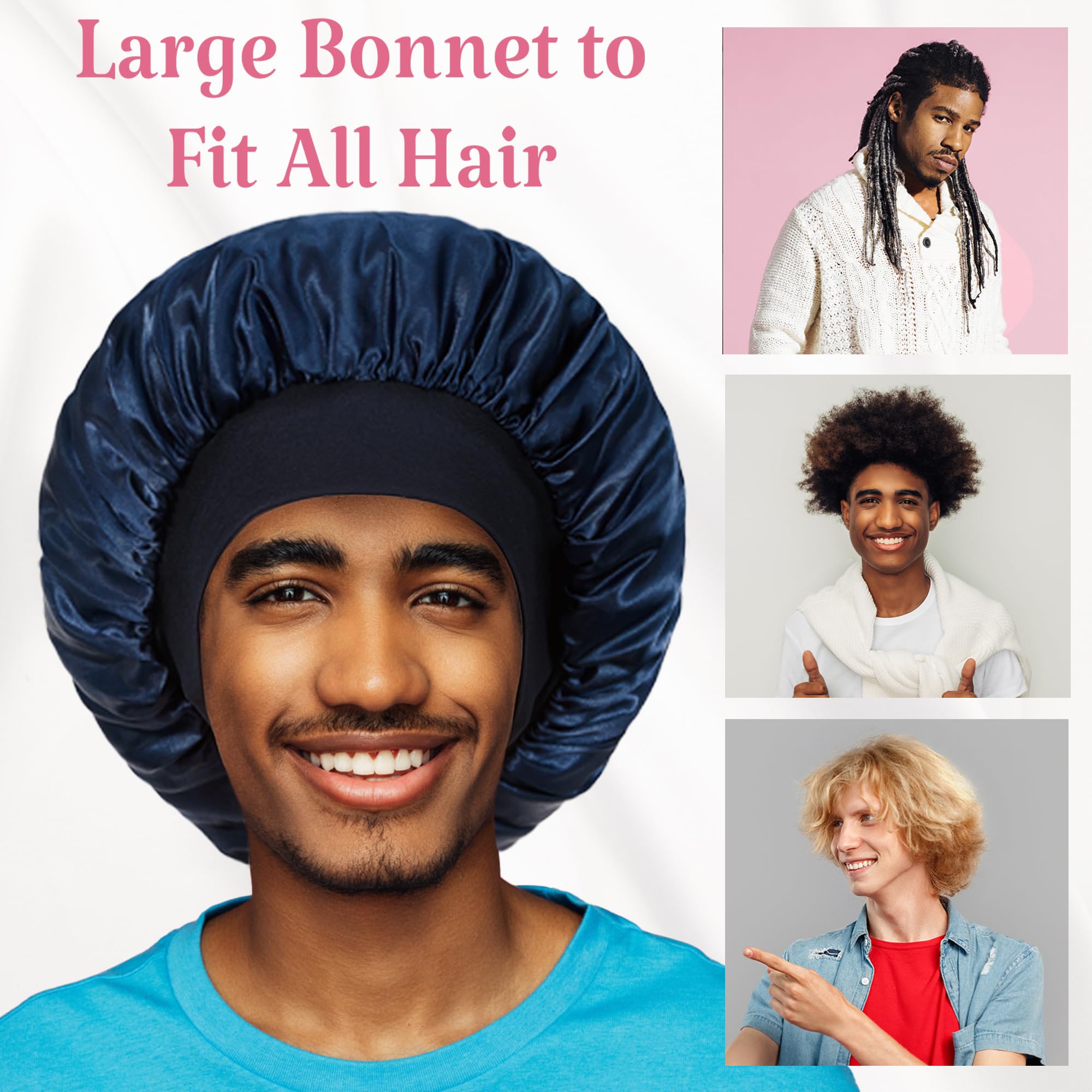 Gorro de satén Vidsel talla grande para cabello rizado y trenzas.
