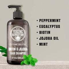 Champú Viking Revolution con aceite de jojoba y eucalipto, aroma vigorizante para la ducha.