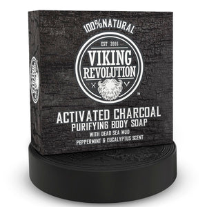 Jabón Viking Revolution con carbón activado para cara y cuerpo, limpia poros suavemente