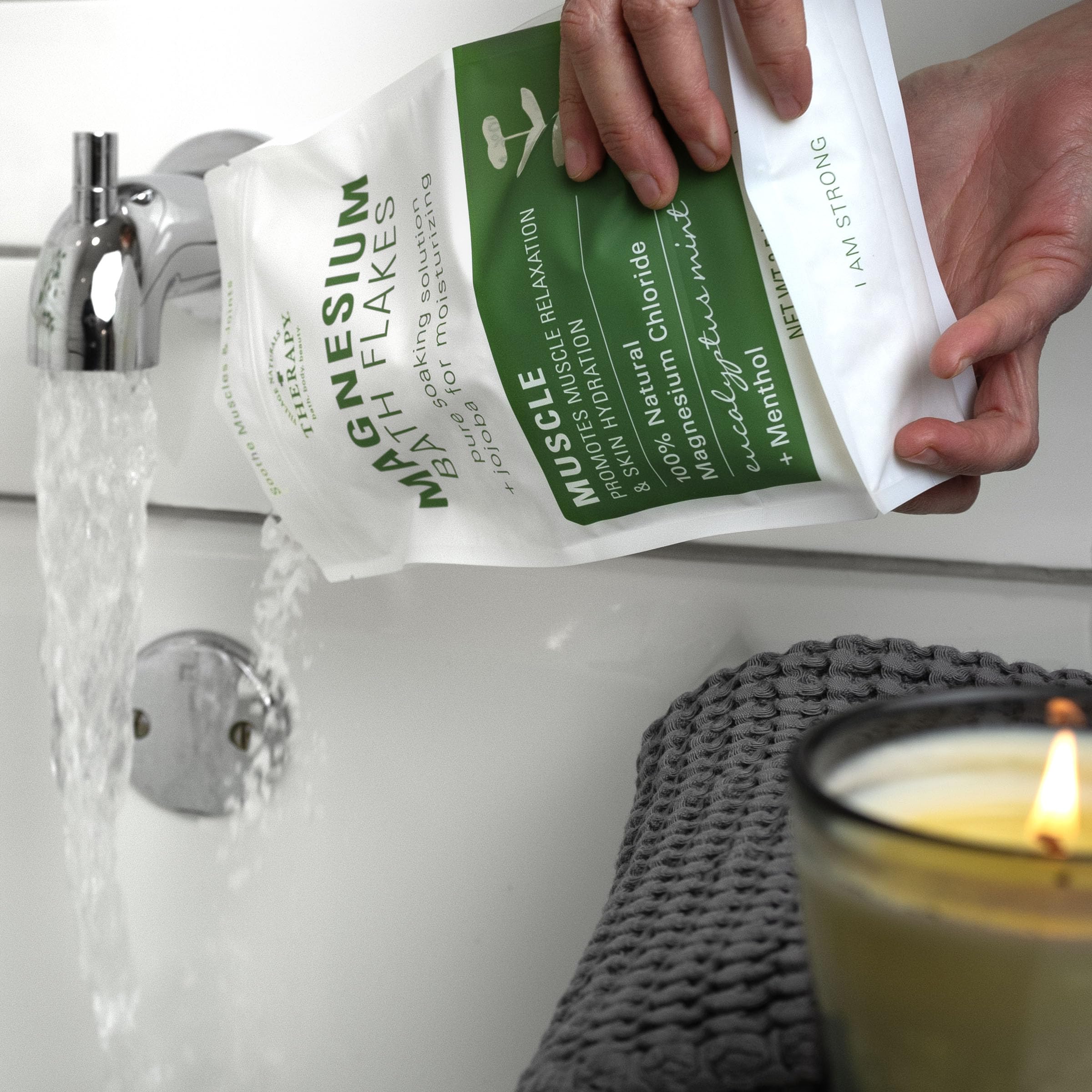 Village Naturals Therapy Muscle Magnesium Bath Flakes baño diario para bienestar y calma