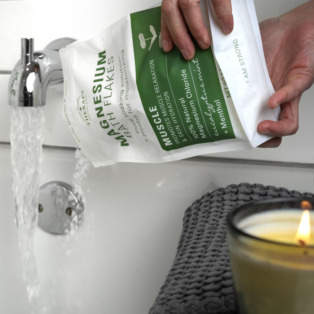 Village Naturals Therapy Muscle Magnesium Bath Flakes baño diario para bienestar y calma