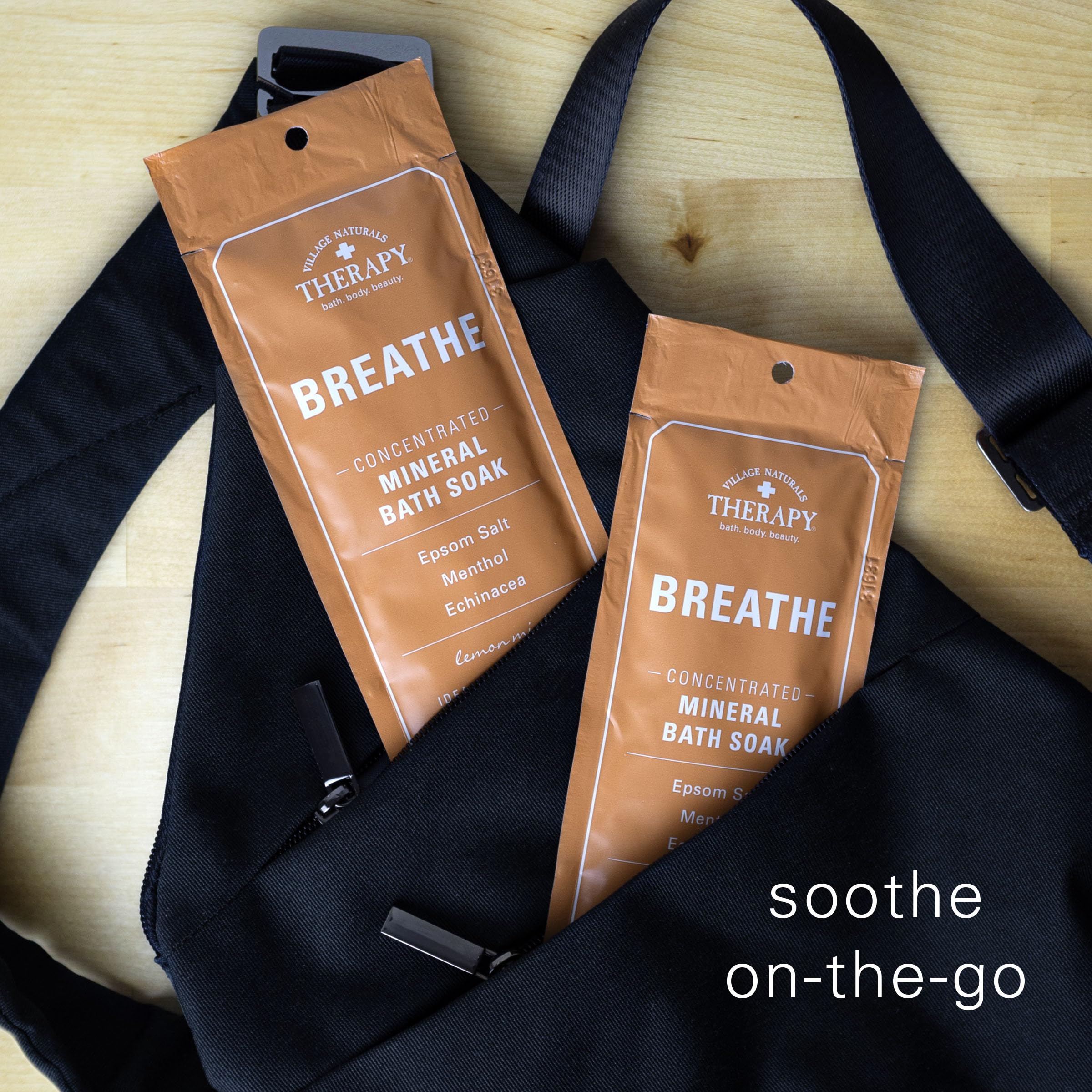 Village Naturals Therapy Breathe, sales mar y epsom, contribuyen a una experiencia cómoda