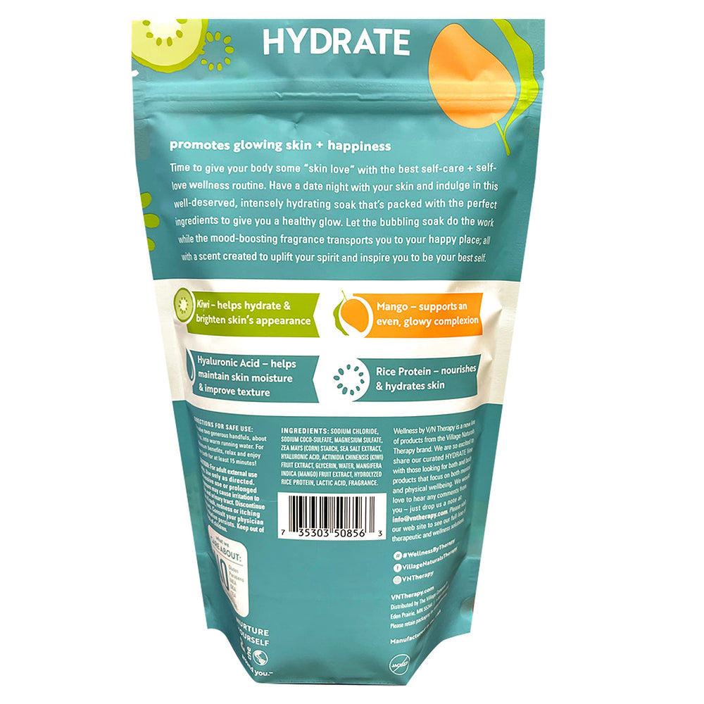 Village Naturals Therapy Hydrate, espuma generosa al llenar la tina.
