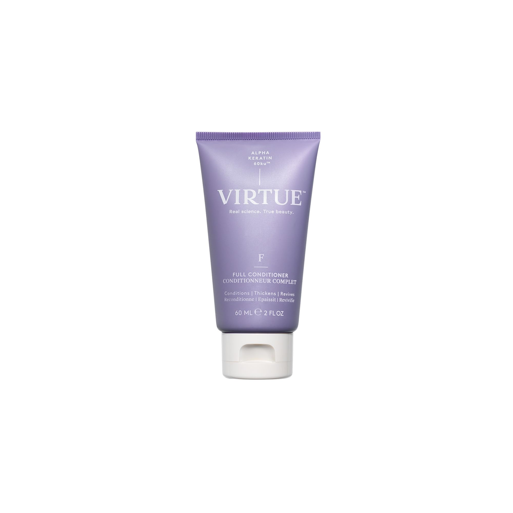 Acondicionador VIRTUE voluminizante en botella, aporta cuerpo sin pesadez.