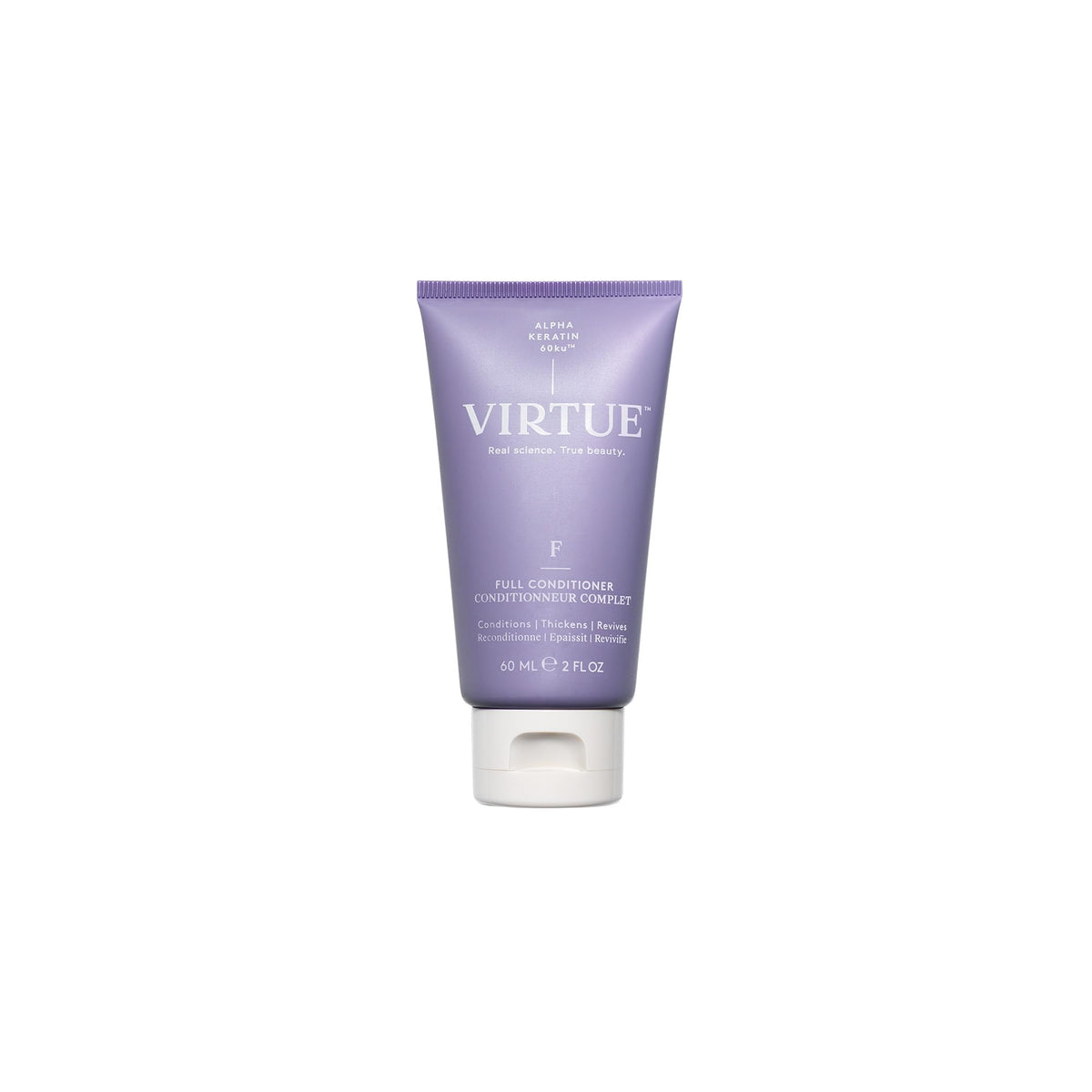 Acondicionador VIRTUE voluminizante en botella, aporta cuerpo sin pesadez.