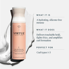 Virtue Curl Defining Whip: textura cremosa para hidratación suave.