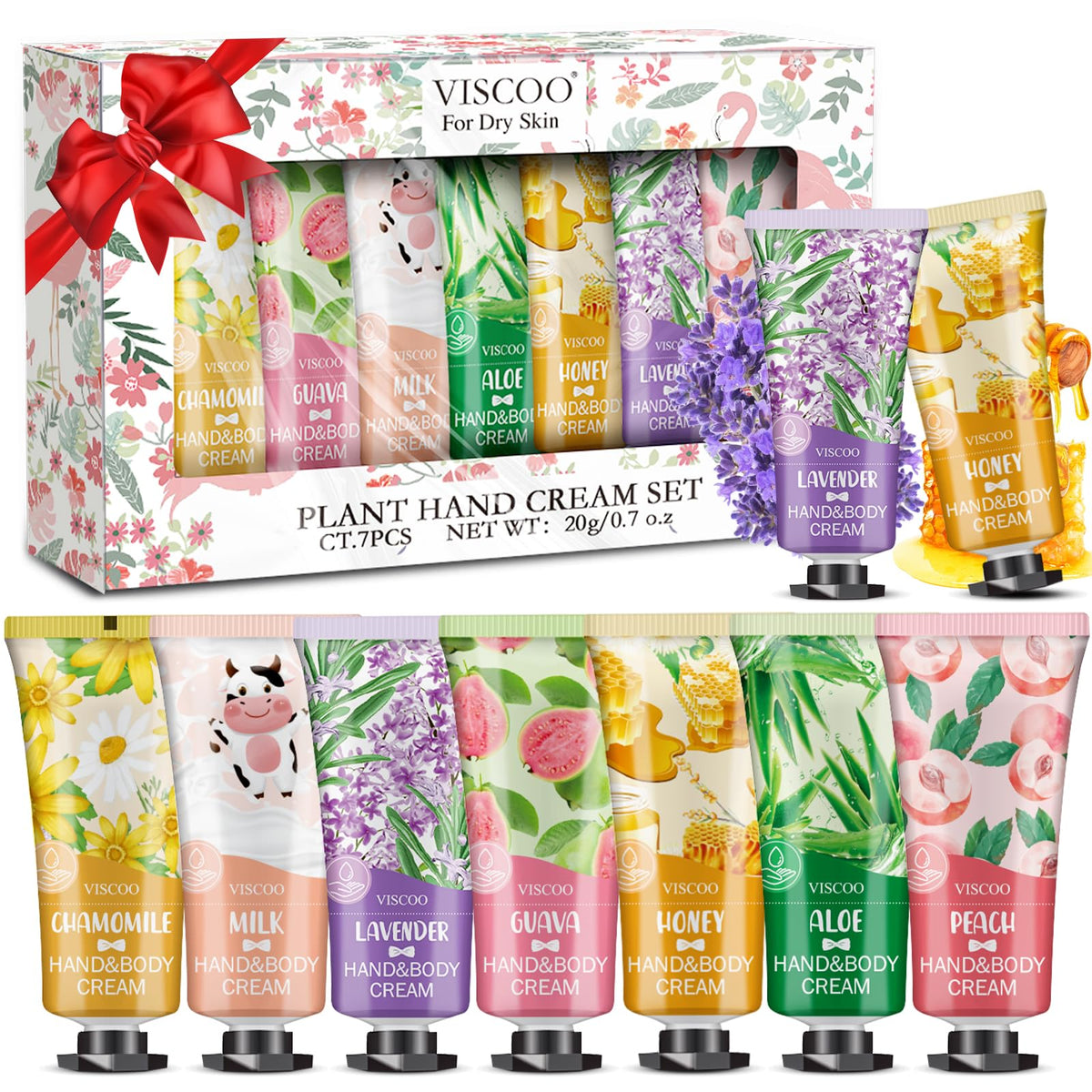 VISCOO 7 Pack de cremas para manos, regalo ideal, hidrata y cuida la piel seca a diario.