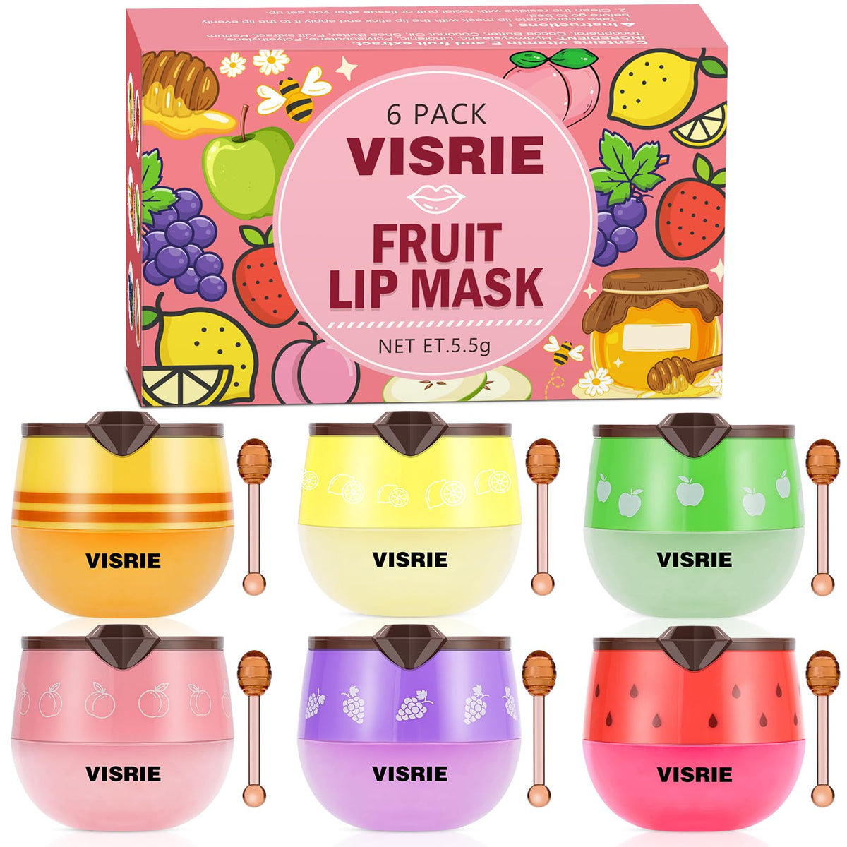 VISRIE bálsamo labial abeja en tarro miel 01, hidratación suave para labios secos