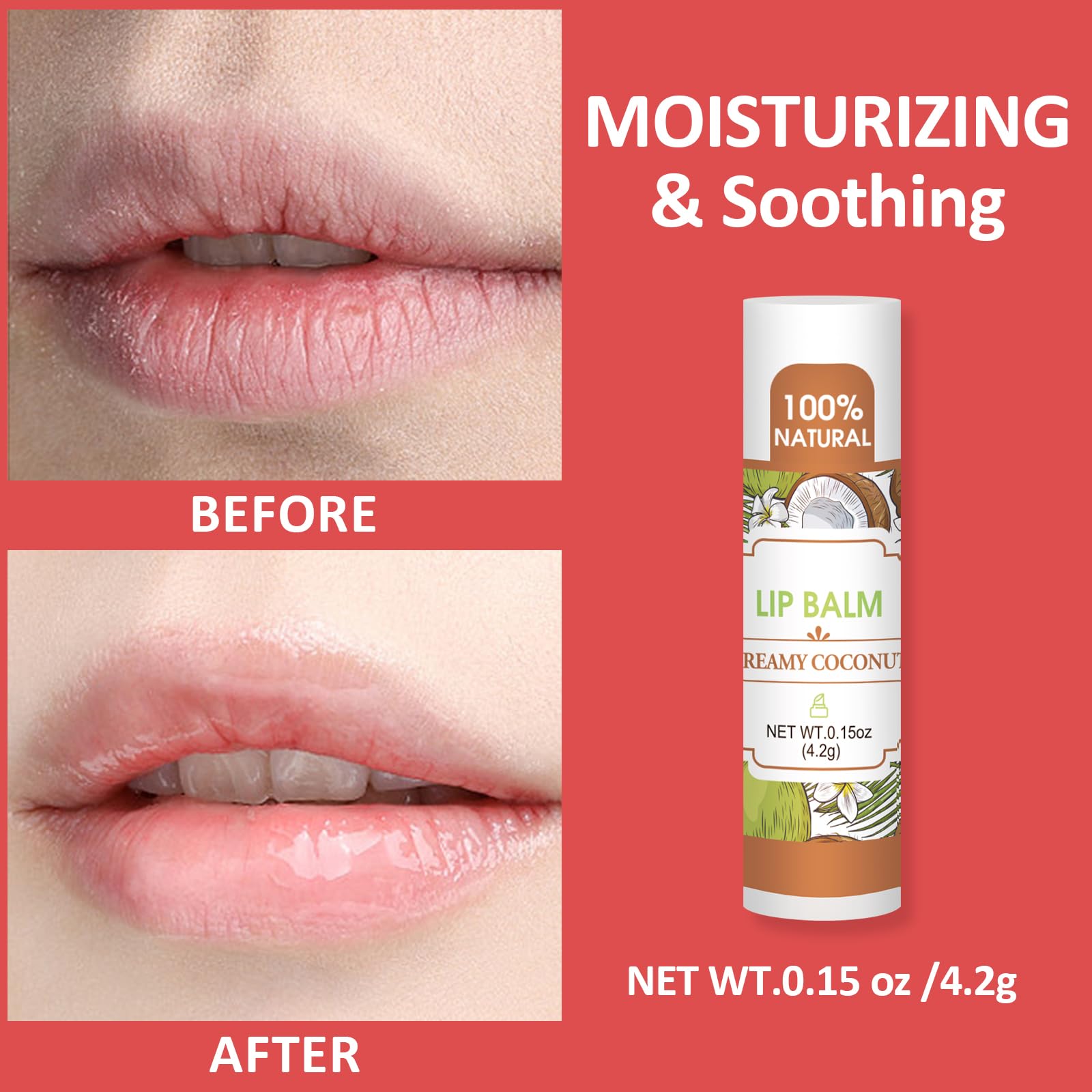 VISRIE bálsamo labial con vitamina E y coco para nutrición suave.