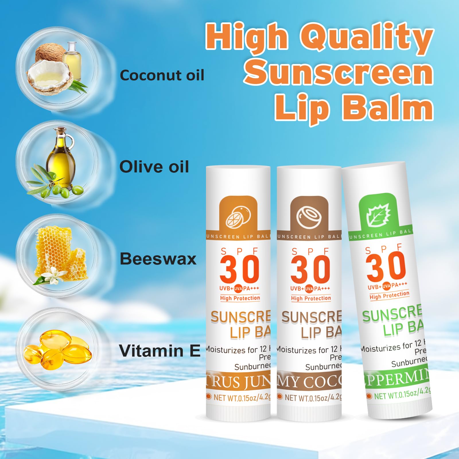 Bálsamo labial VISRIE SPF30, textura ligera y sensación no grasa diaria.