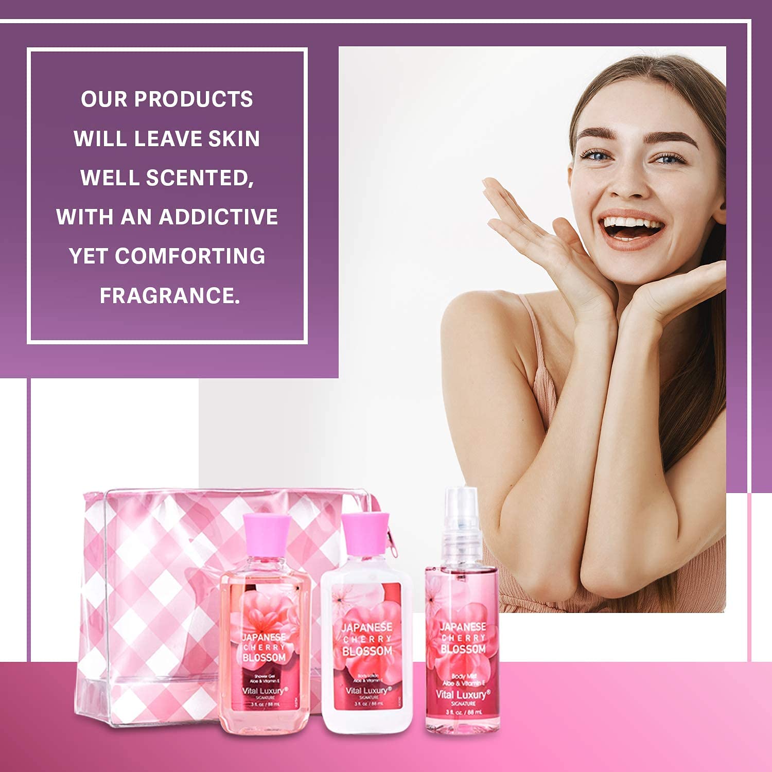 Vital Luxury kit cuidado corporal flor de cerezo japonesa para viaje cómodo