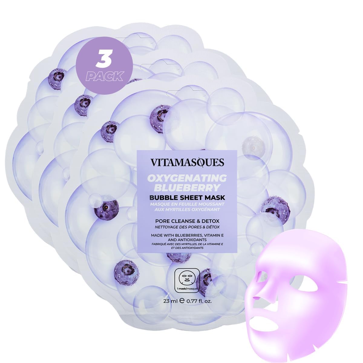 Vitamasques mascarilla burbujas arándano para limpieza profunda de poros.