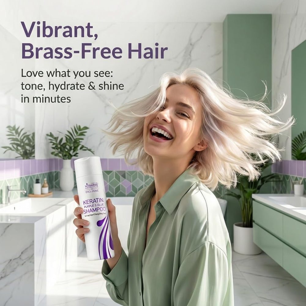 VITAMINS champú protección de color con protección ultravioleta, frasco iluminado, mantiene tono y brillo.
