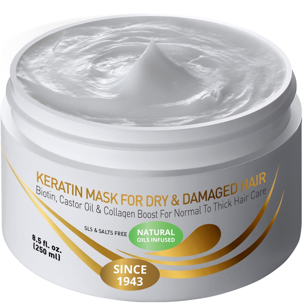 Mascarilla keratina de VITAMINS para reparación profunda de cabellos dañados.