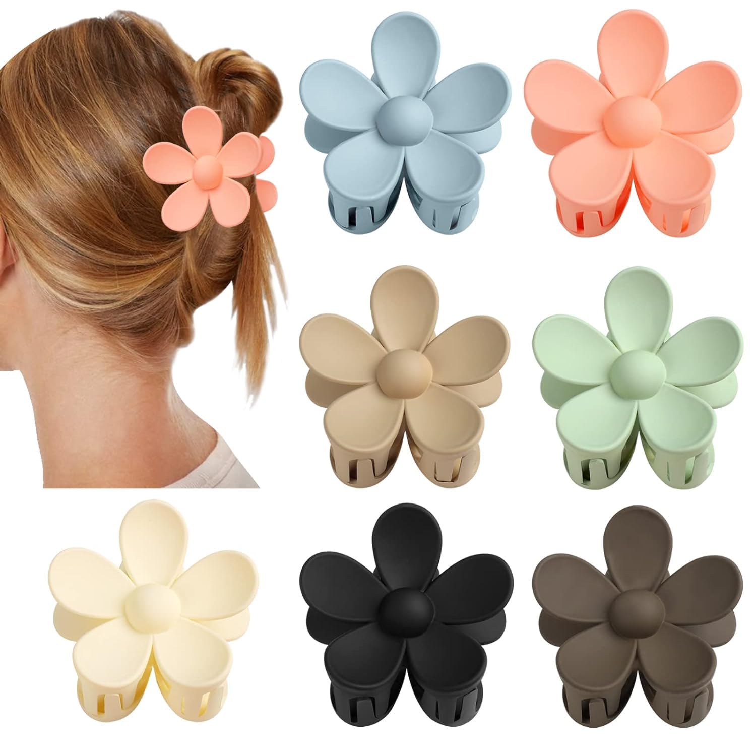 Pinza floral de Vivinin rosa con agarre estable para peinados diarios.
