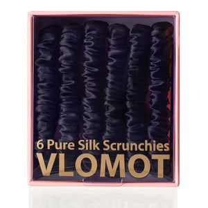 VLOMOT scrunchie de seda morera negro, textura suave para evitar tirones.