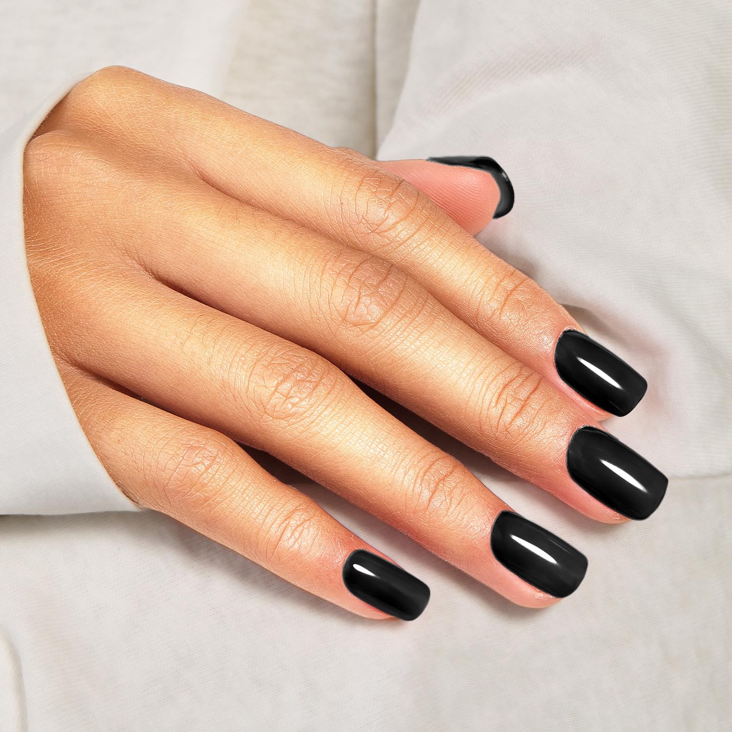Kit de 34 uñas acrílicas negras de Vneffabler para un conjunto completo