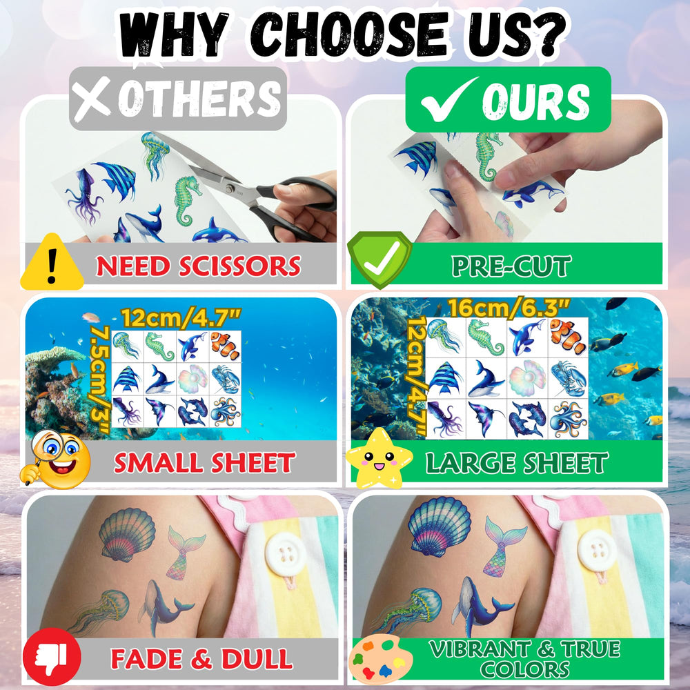 Tatuaje de concha marina VNXCRAFTIES para manualidades y regalos