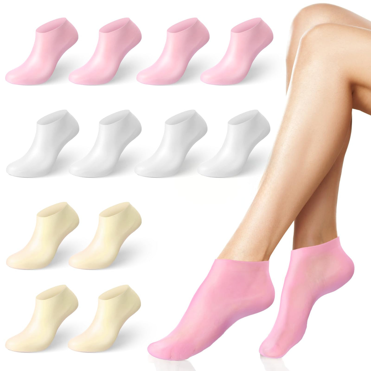 Vodolo calcetines de silicona para pies secos, hidratación suave durante la noche