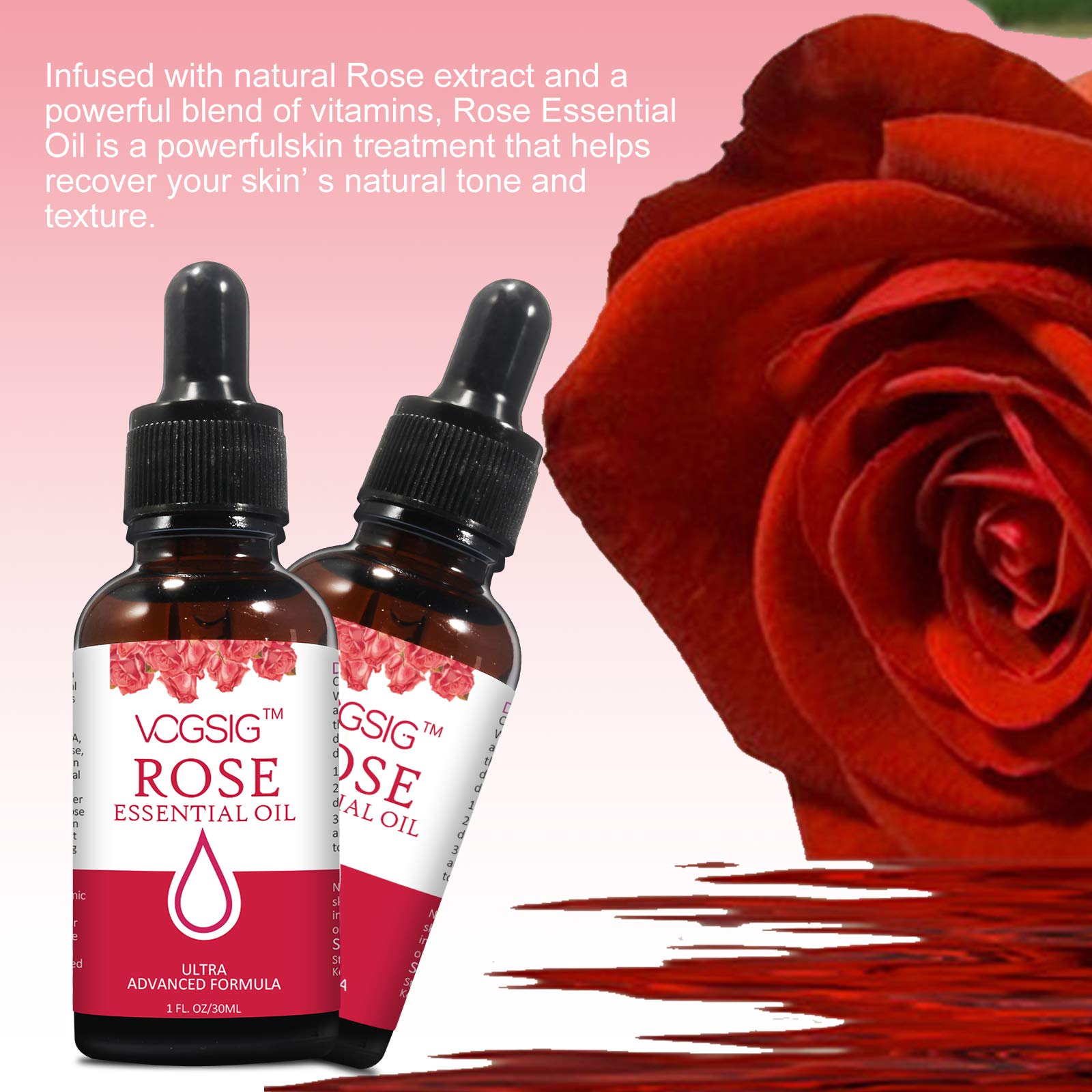 VOGSIG Aceite Esencial de Rosa anti-edad para cuidado cosmético.