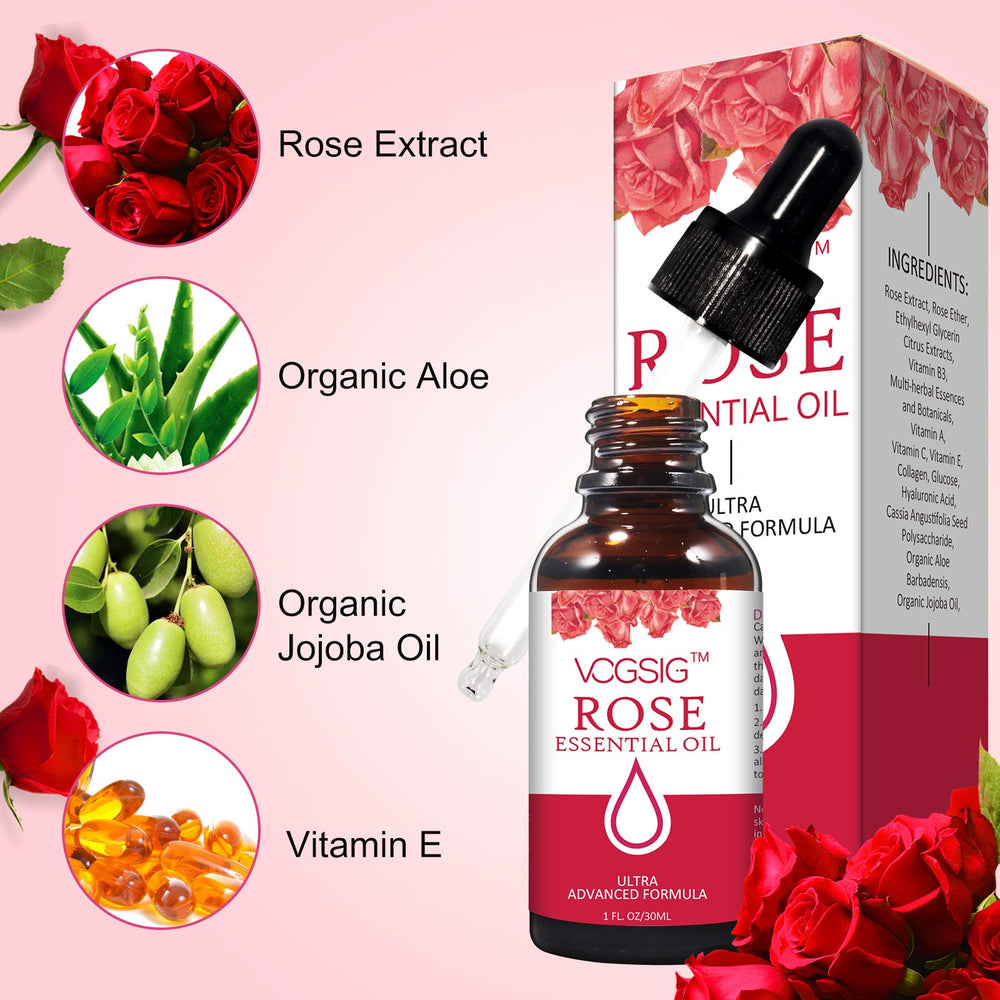 VOGSIG Aceite Esencial de Rosa para aromaterapia relajante.