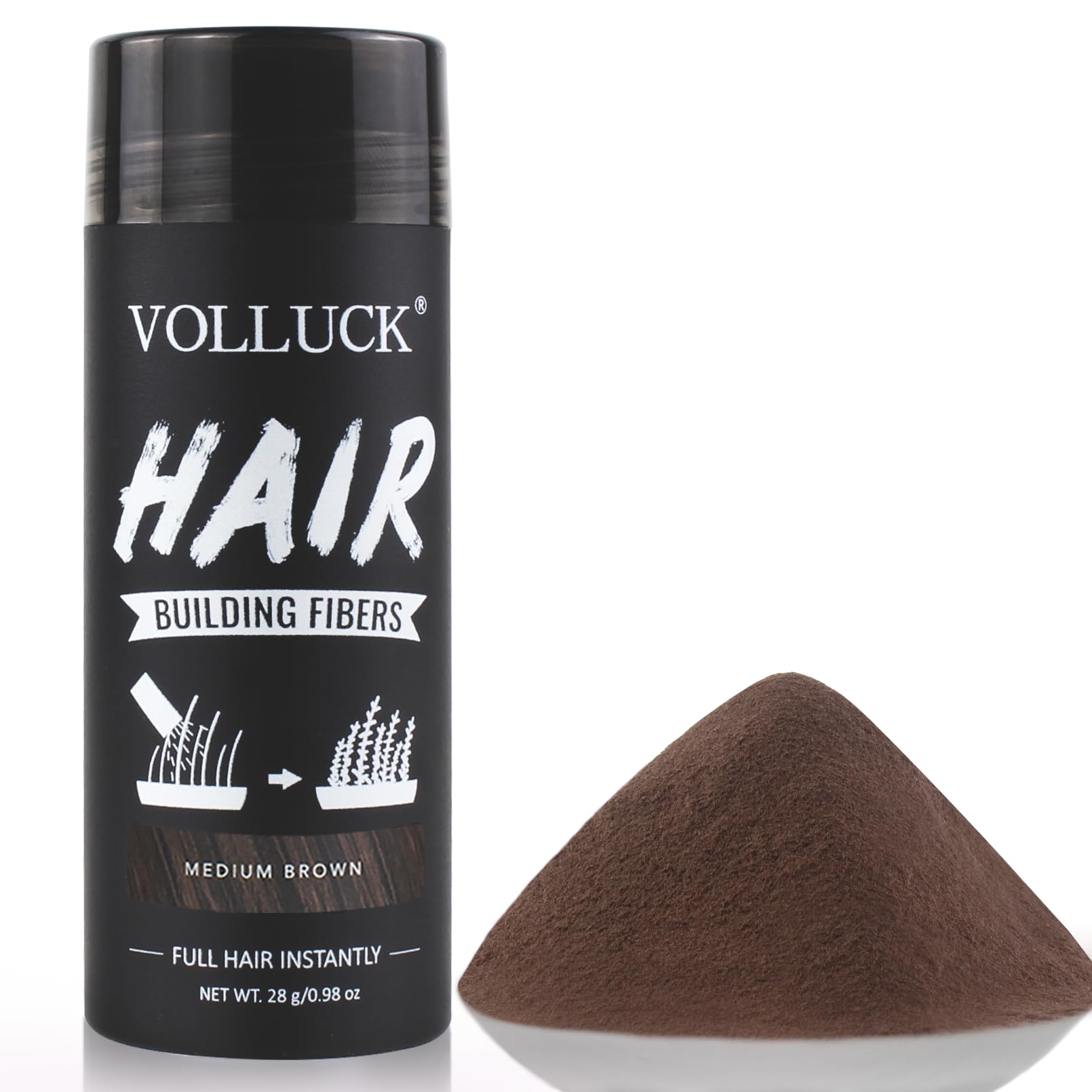 VOLLUCK Fibras Capilares: cobertura instantánea para cabello fino y más volumen.