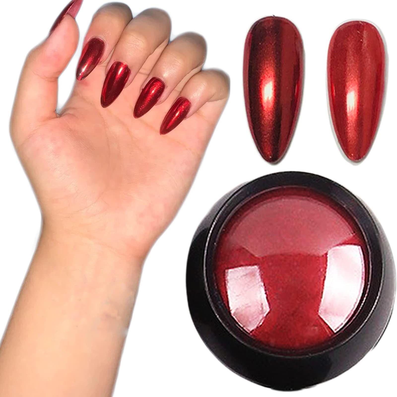 Vonrui polvo rojo cromo para crear diseños únicos en uñas.