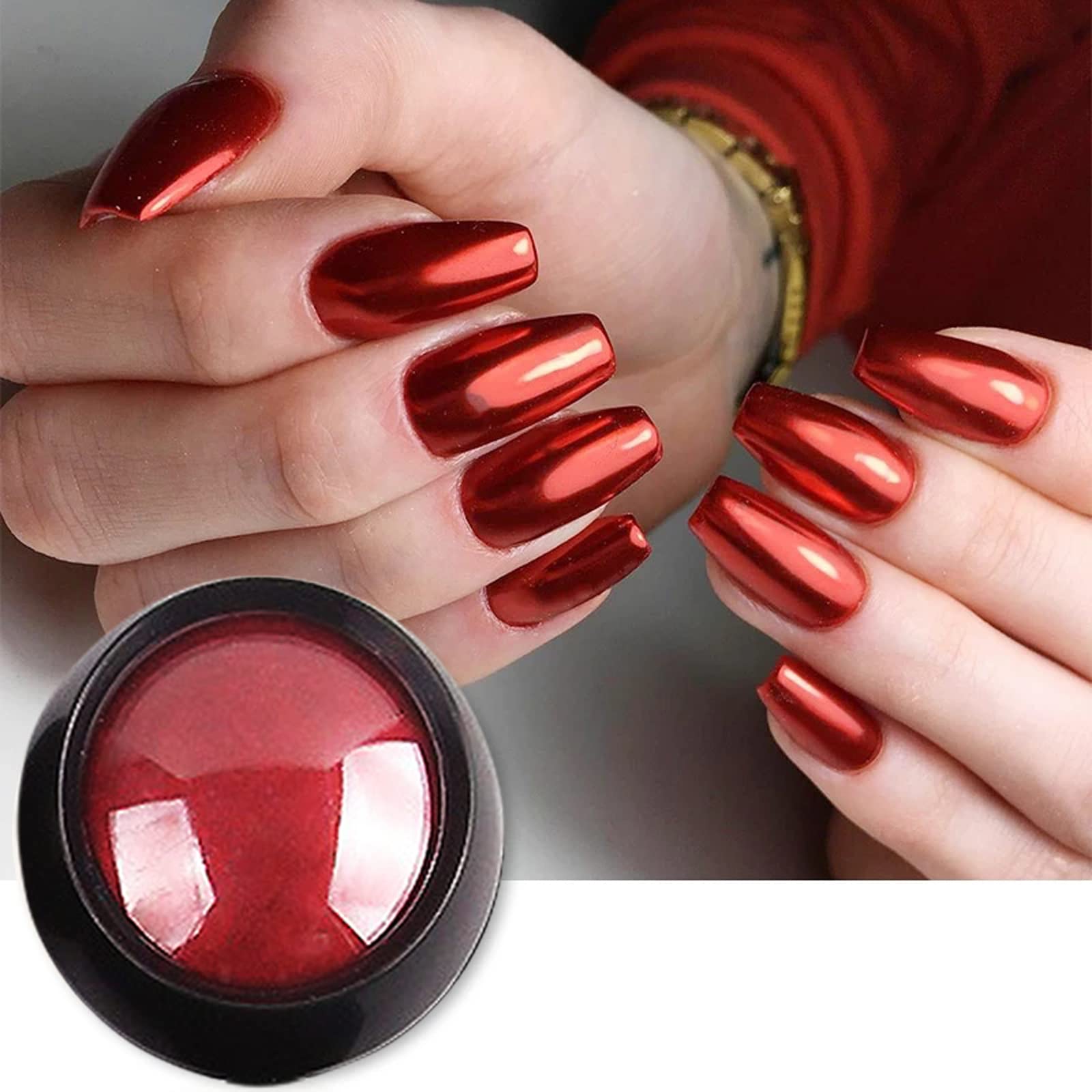 Vonrui polvo rojo cromo pigmento de manualidad para decorar uñas y objetos.