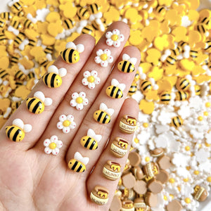 Charms abeja flor en tres dimensiones de Vopintpy para uñas, ideal para decoración rápida.