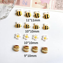 Charms 3D para uñas de abeja y flor, fijación simple con pegamento.