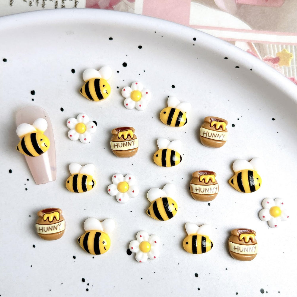 Piezas de repuesto de Vopintpy para uñas con abeja y flor.
