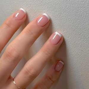 Uñas Vopintpy con punta francesa blanca, forma corta y cuadrada para manicura en casa
