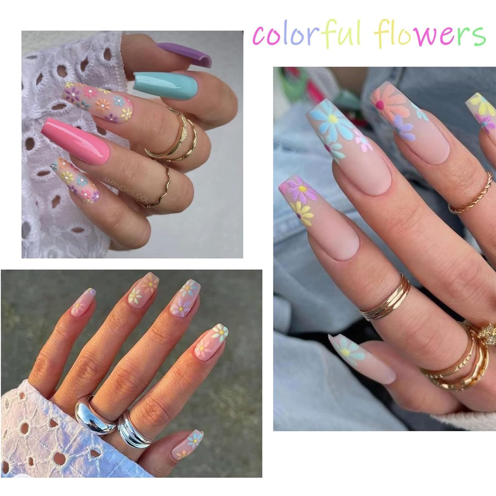 Pegatinas de uñas VOTACOS Daisy con diseño floral para un resultado rápido