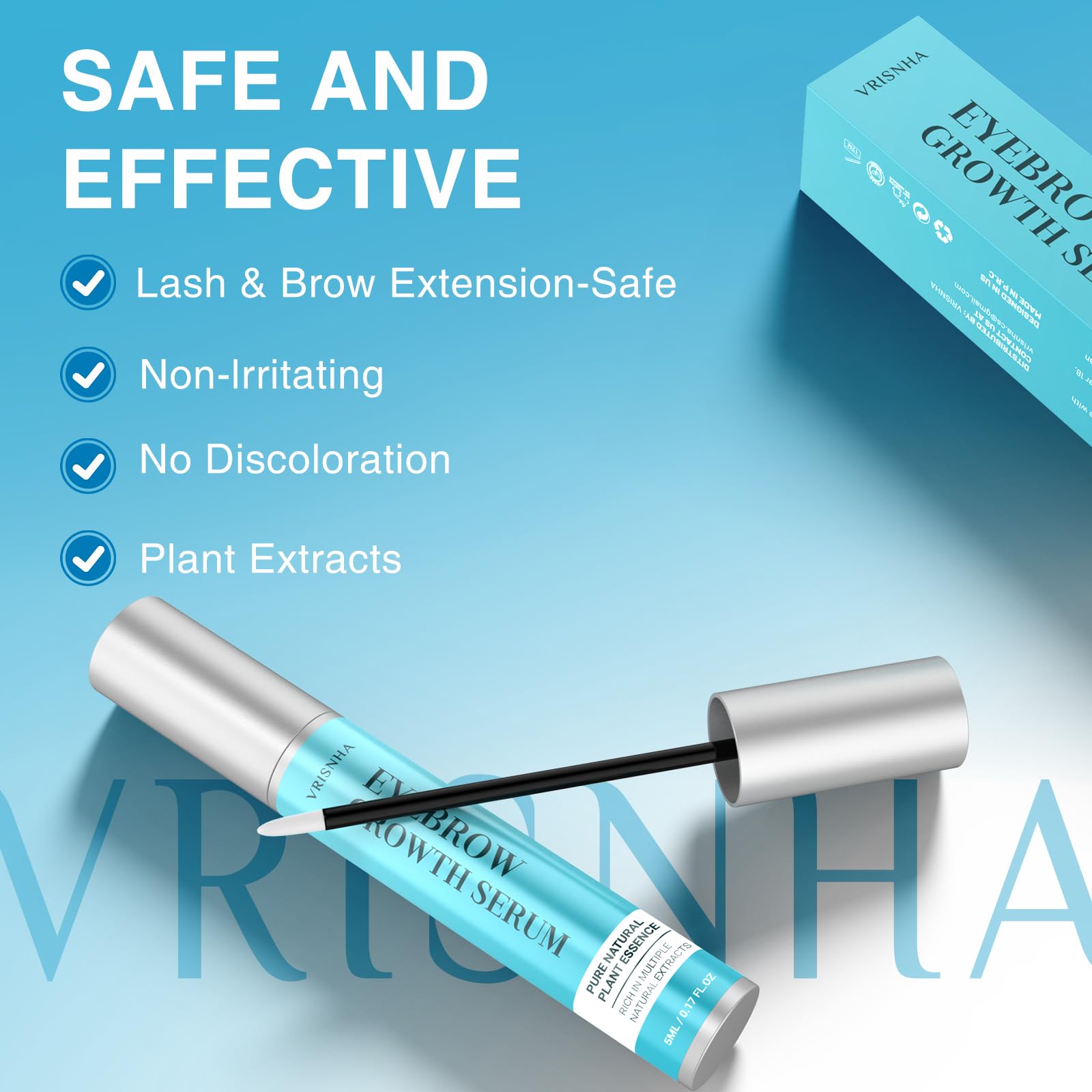 VRISNHA cejas: ingredientes naturales que nutren suavemente.