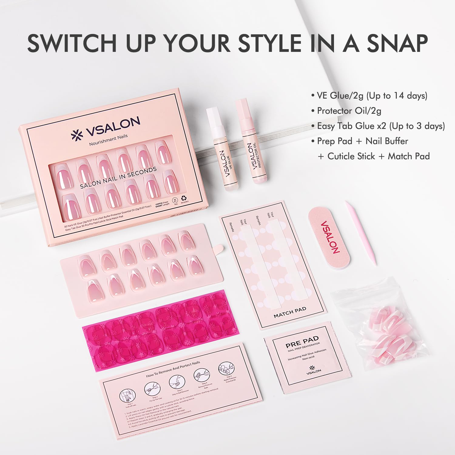 VSALON uñas de gel reutilizables para estilo continuo